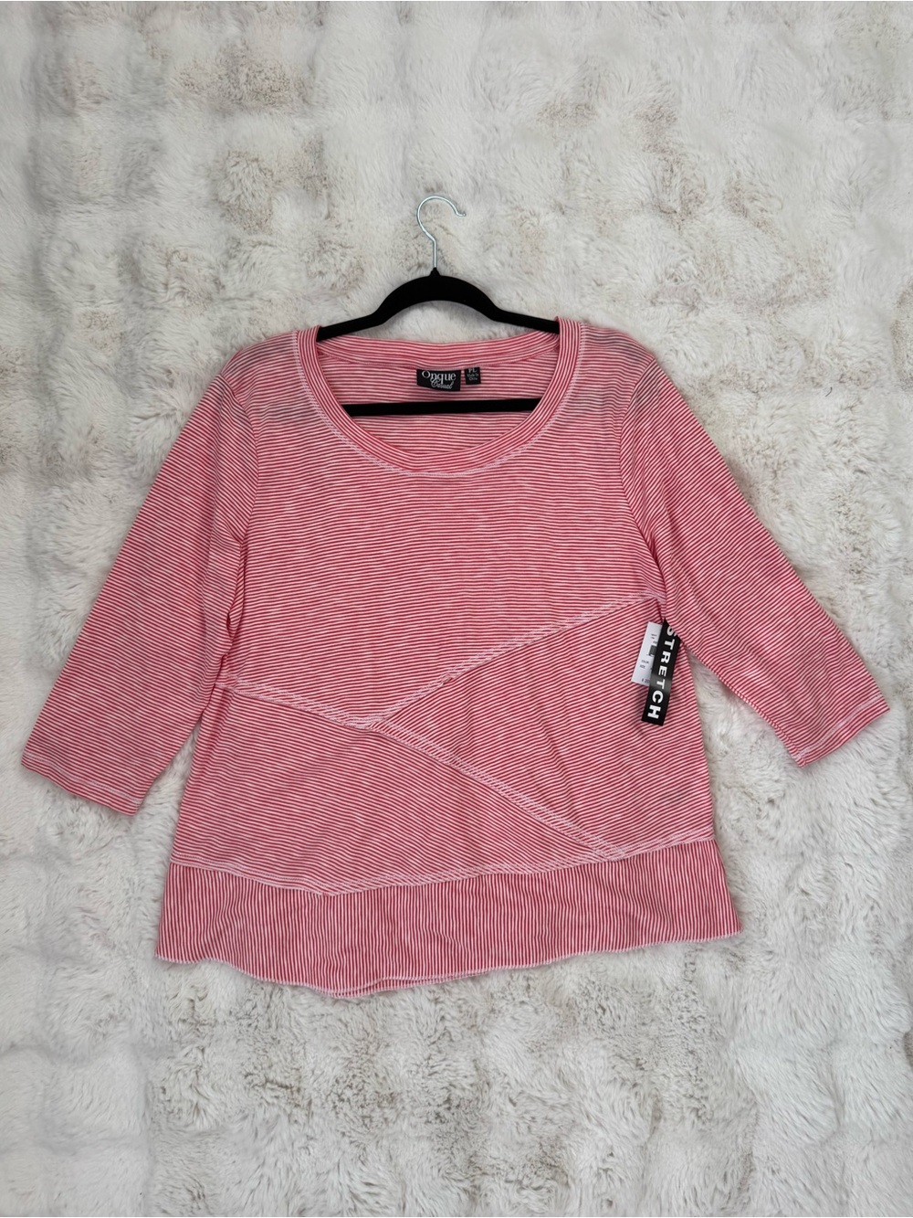Onque Casuals Pink and White Striped Top